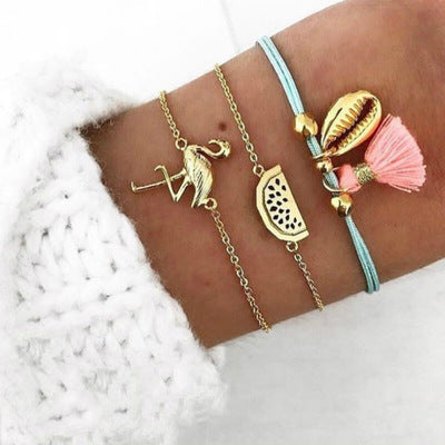 Bohemian Handmade Weave Heart Long Tassel Bracelet Sets