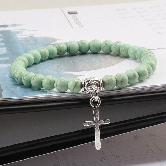 6mm Boho Natural Turquoises Beads Bracelet